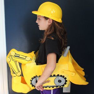 Bulldozer Bob Builder Construction Worker Ride In On Truck Kids Costume NEW
